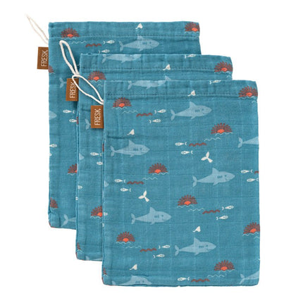 Set of three pcs wash cloth with Shark patterned