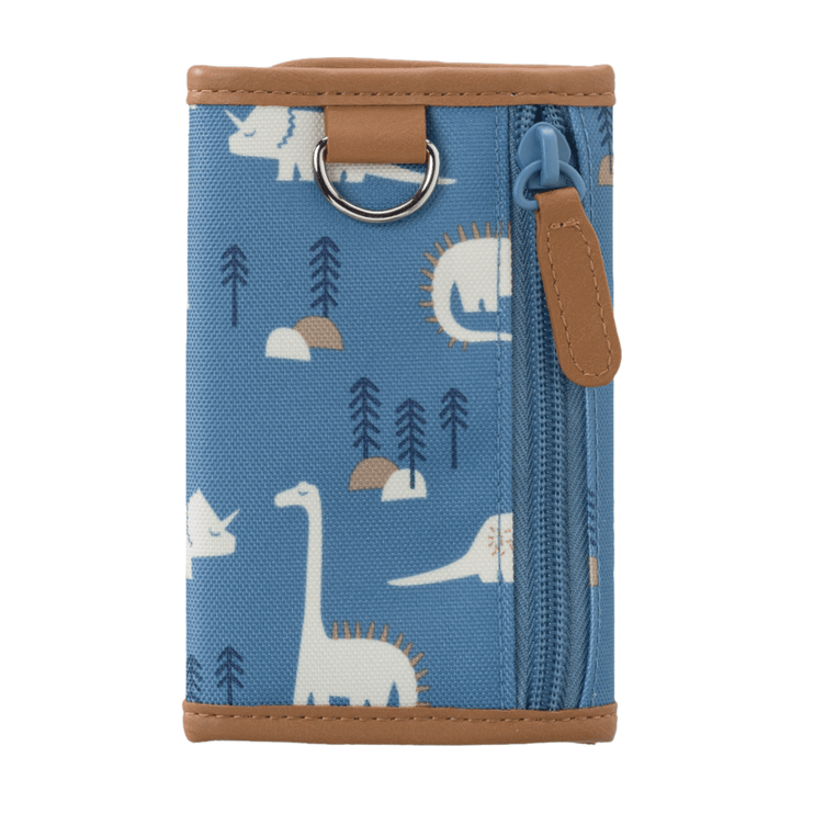 Wallet back end look with zipper and  hook in Dino print design