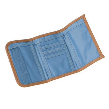 Open wallet look in blue and brown edge color