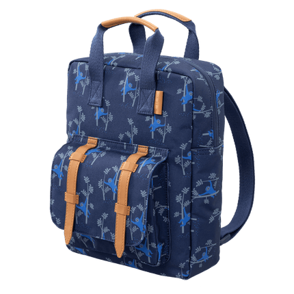 blue backpack for boys with monkey pattern 