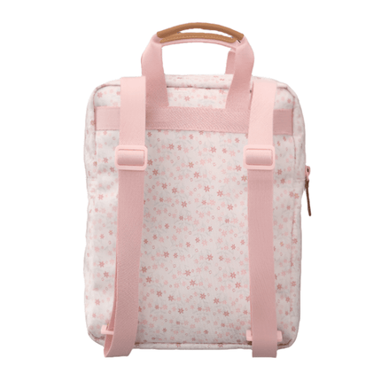 back style of the small backpack in garden flower print