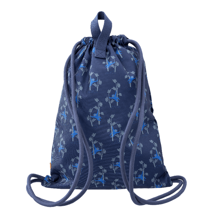 Blue swim bag with monkey pattern