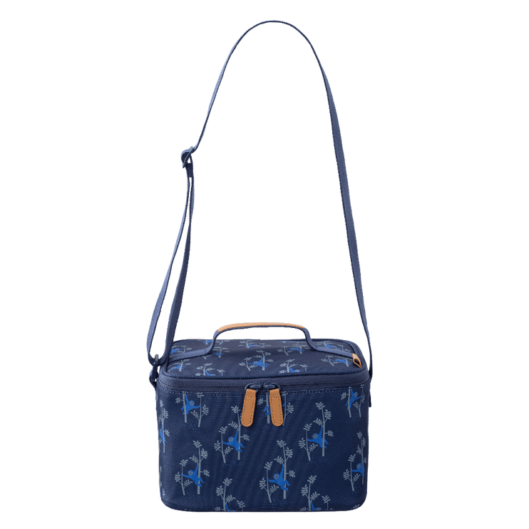 blue large lunchbag with monkey print