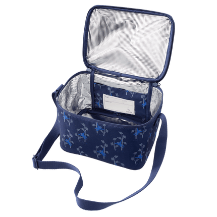 Navy blue insulated lunch bag with monkey pattern 