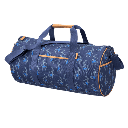 Blue duffel bag with monkey pattern 