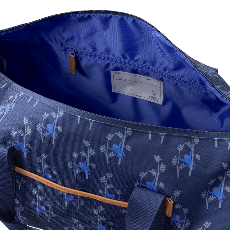 blue duffel bag 