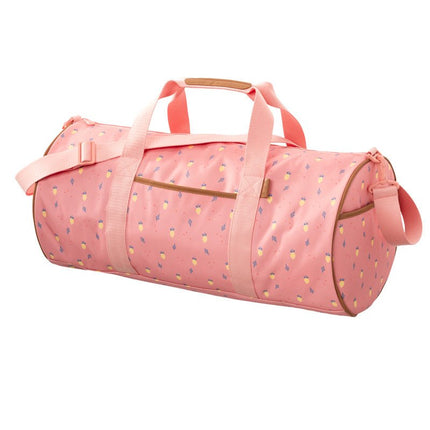 slant view of the duffel bag summer fruit