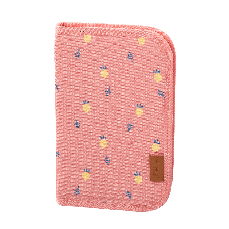 pink pencil case with summer fruit print