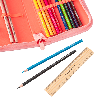 Colorful pencils and a ruler