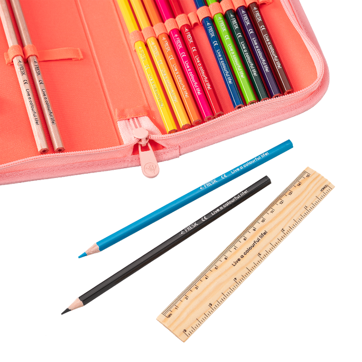 Colorful pencils and a ruler