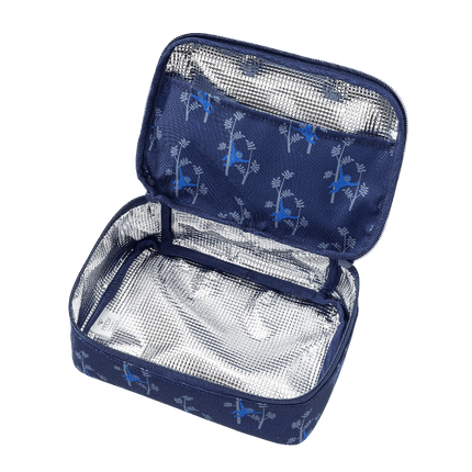 Navy blue insulated lunch bag with monkey pattern 