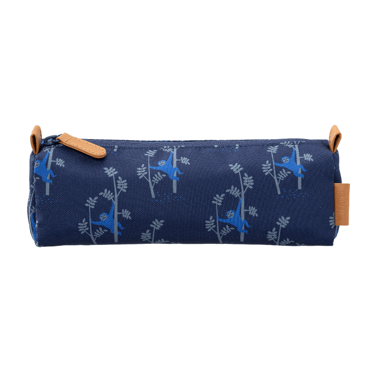 pencil case with blue monkey print 