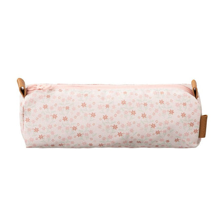 Cream pencil case with garden flowers print pattern 