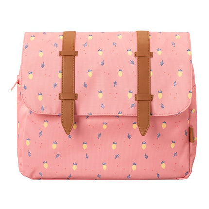 Satchel bag with summer fruit print pattern