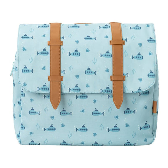 Satchel bag with submarine print pattern 