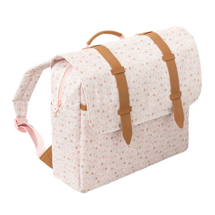 sideview of the satchel bag garden flowers