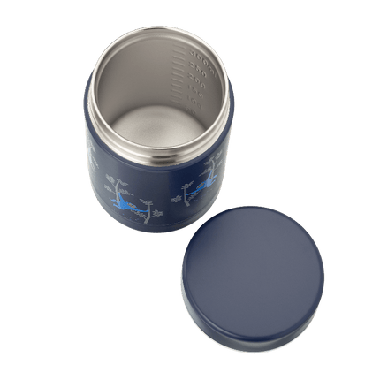 Blue thermos food jar  with monkey patter print