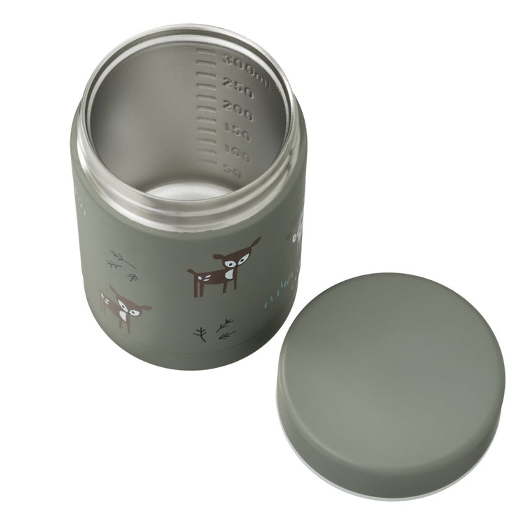 Open food jar in Deer Olive design