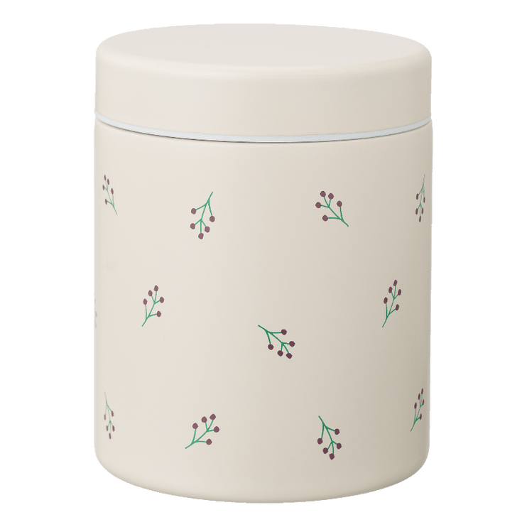 Cream colored food jar with berries print