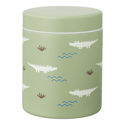 green food jar with crocodile print