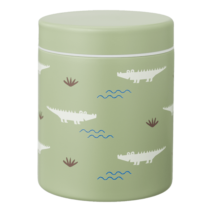 green food jar with crocodile print