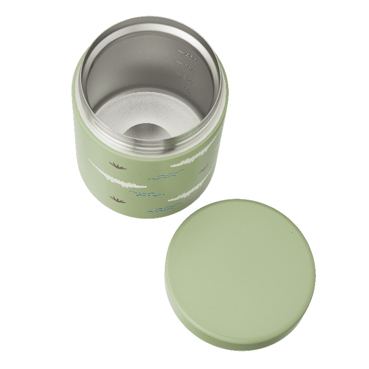 Green thermos food jar with crocodile print