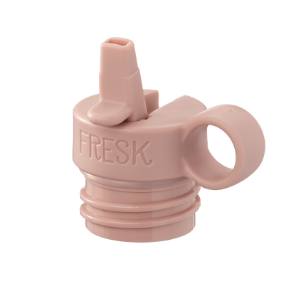 Pink silicone straw lid with 'FRESK' branding