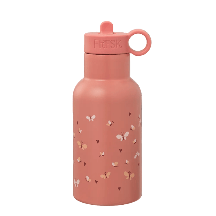 small waterbottle with butterfly print