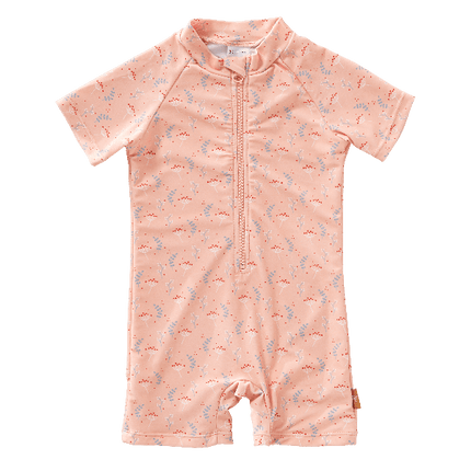  Peach Fresk swimsuit for girls made from eco-friendly recycled nylon with UV protection 50 keeping your little one safe, comfy, and stylish for beach or pool fun.
 