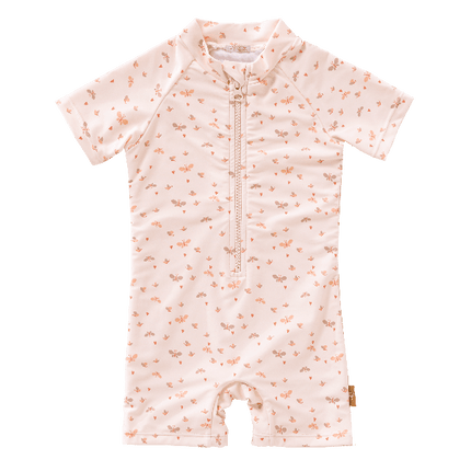 Cream with butterfly Fresk swimsuit for girls made from eco-friendly recycled nylon with UV protection 50 keeping your little one safe, comfy, and stylish for beach or pool fun.
 
 