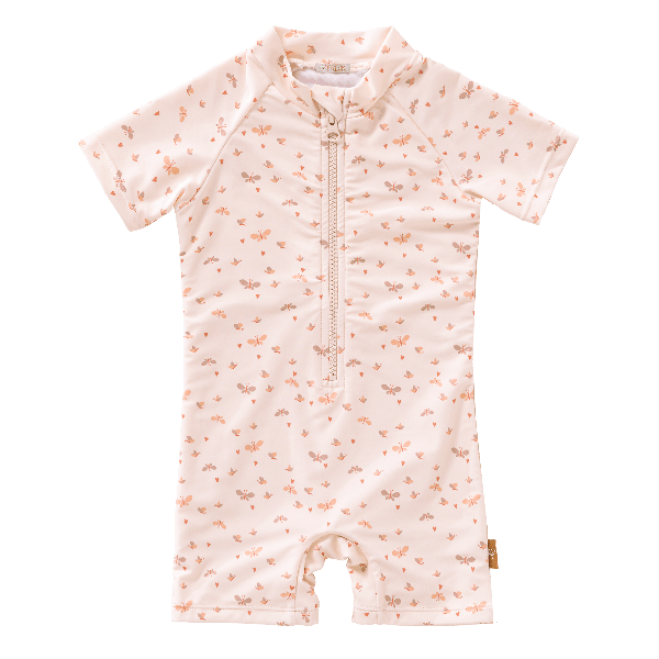 Cream with butterfly Fresk swimsuit for girls made from eco-friendly recycled nylon with UV protection 50 keeping your little one safe, comfy, and stylish for beach or pool fun.
 
 