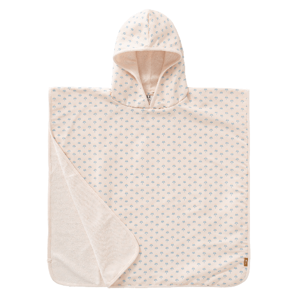 Cream Swim UV Poncho for girls with UV Protection 50, a soft microfiber exterior, and quick-dry, sand-repellent fabric—keeping your little one safe and cozy at the beach or pool.