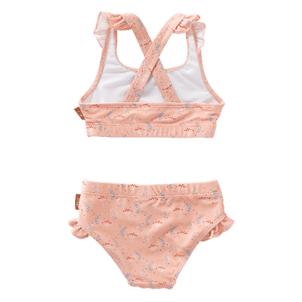 Peach UV Fresk bikini set. Lightweight, quick-dry two-piece made from eco-friendly recycled nylon with UPF 50+ protection—keeping your little trendsetter safe, stylish, and ready to play.