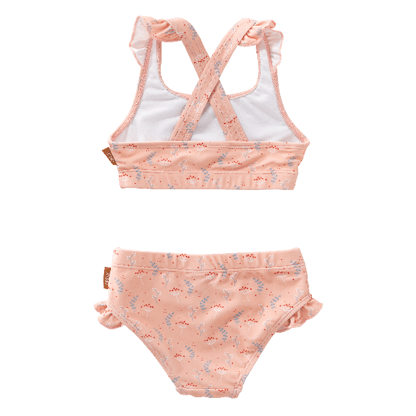 Peach UV Fresk bikini set. Lightweight, quick-dry two-piece made from eco-friendly recycled nylon with UPF 50+ protection—keeping your little trendsetter safe, stylish, and ready to play.