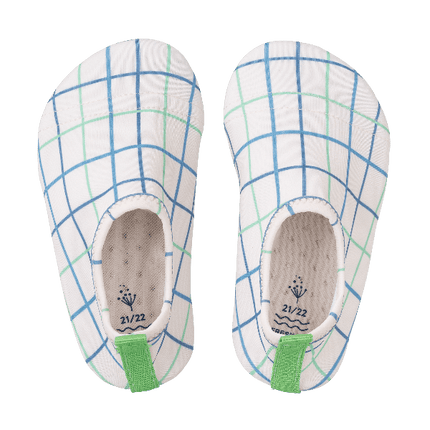 Cream with blue and green stripes swim shoes for boys
