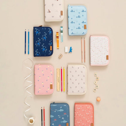 Collection of colorful pencil cases 