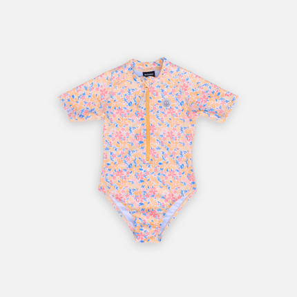 Girl swimsuit short sleeve - summer blossom