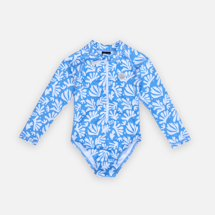 girl swimsuit longsleeve with deep sea coral print