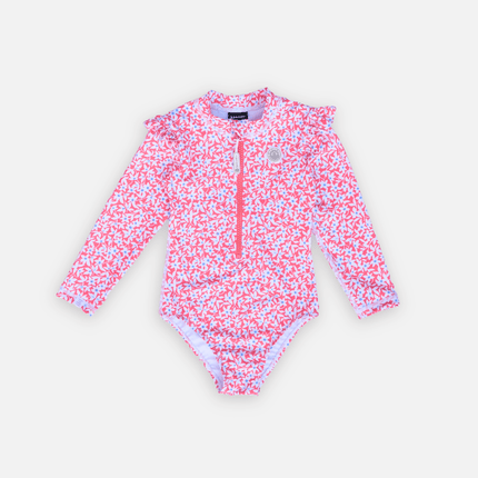 Girl Longsleeve swimsuit with floral ditsy prints
