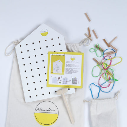 geoboard set with pegs and rubber bands