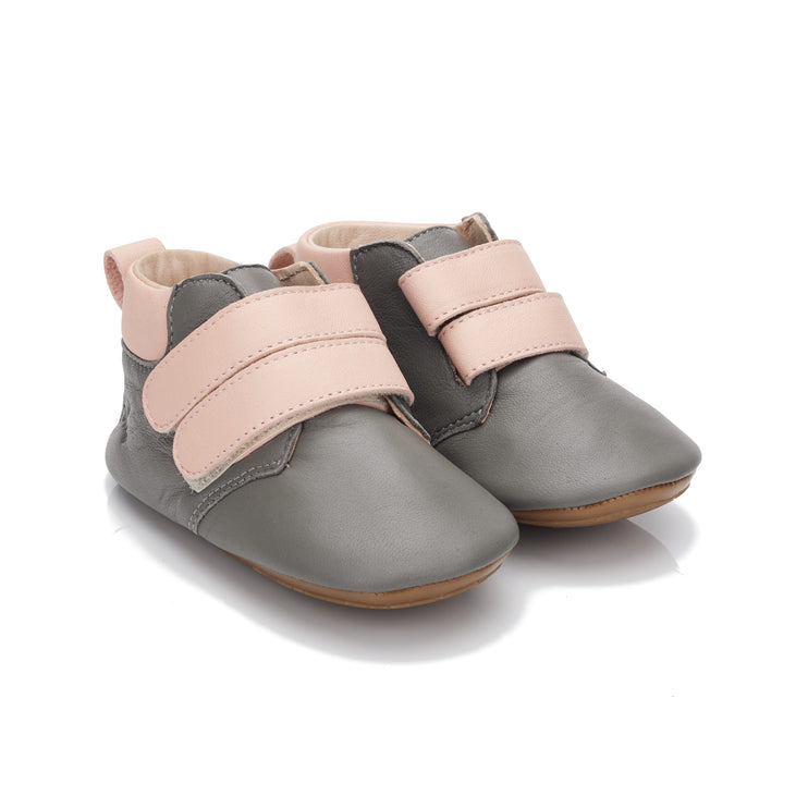 Soft Sole Sneakers - JAD - Gray and Pale Pink