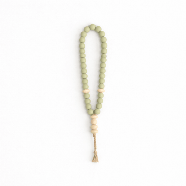 sage green silicone masbaha for babies