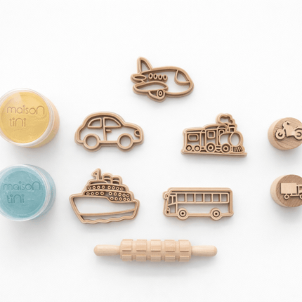 Transportation stamps and playdough cutters 