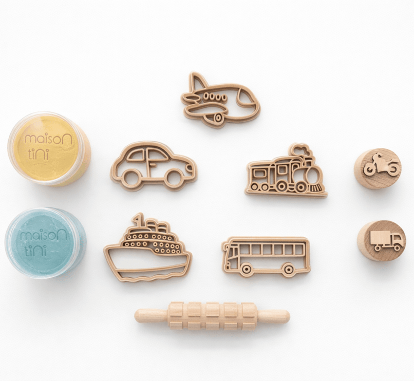 Transportation stamps and playdough cutters 