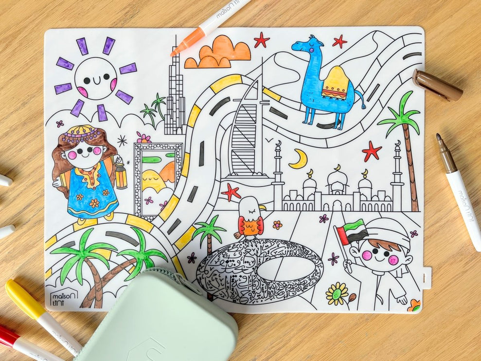 Kids Coloring Placemat - UAE