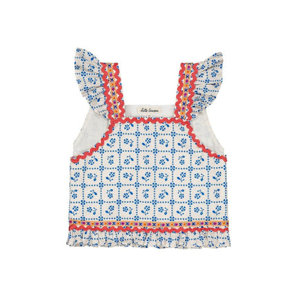 Sleeveless blouse with floral pattern