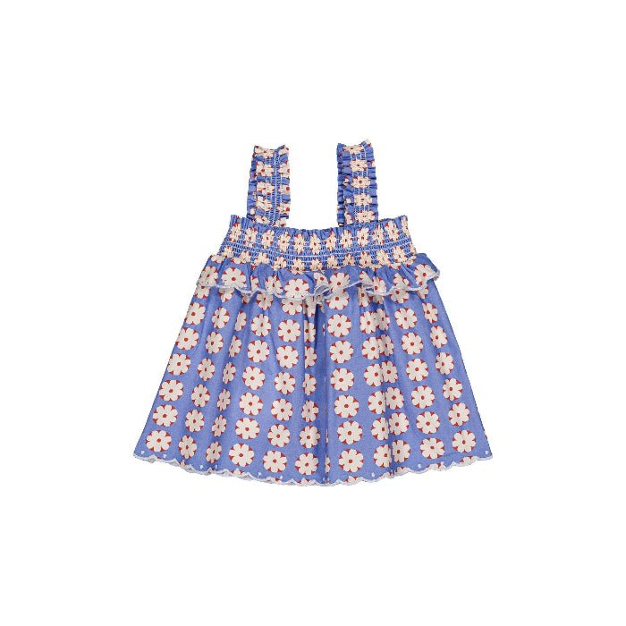 Blue baby blouse with floral pattern 