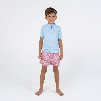 Short Sleeve UV Protective Rash Guard- Fresh Blue