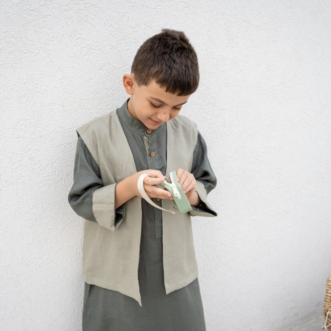 linen vest green 