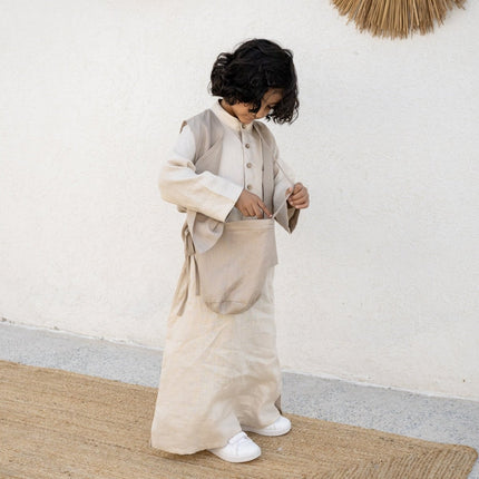 linen vest beige match with thobe